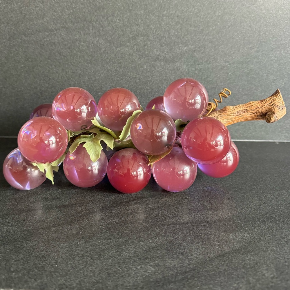 Mid Century Modern Lucite Purple 13" Grape Cluster Home Decor